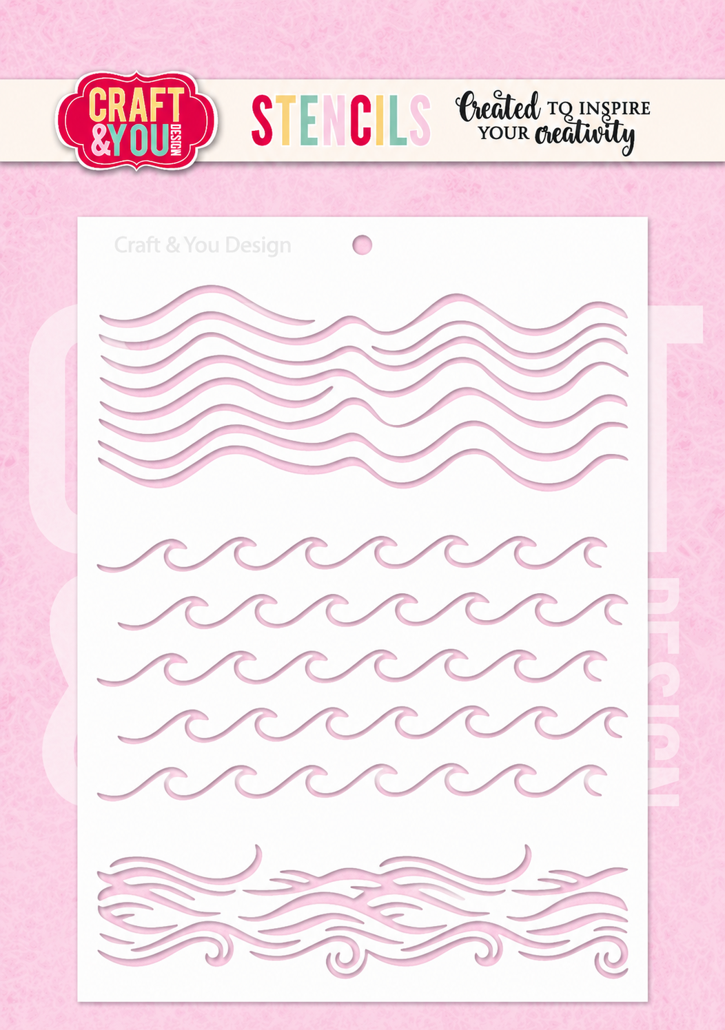 SC022 Stencil / Maska -Waves/fale - Craft & You Design