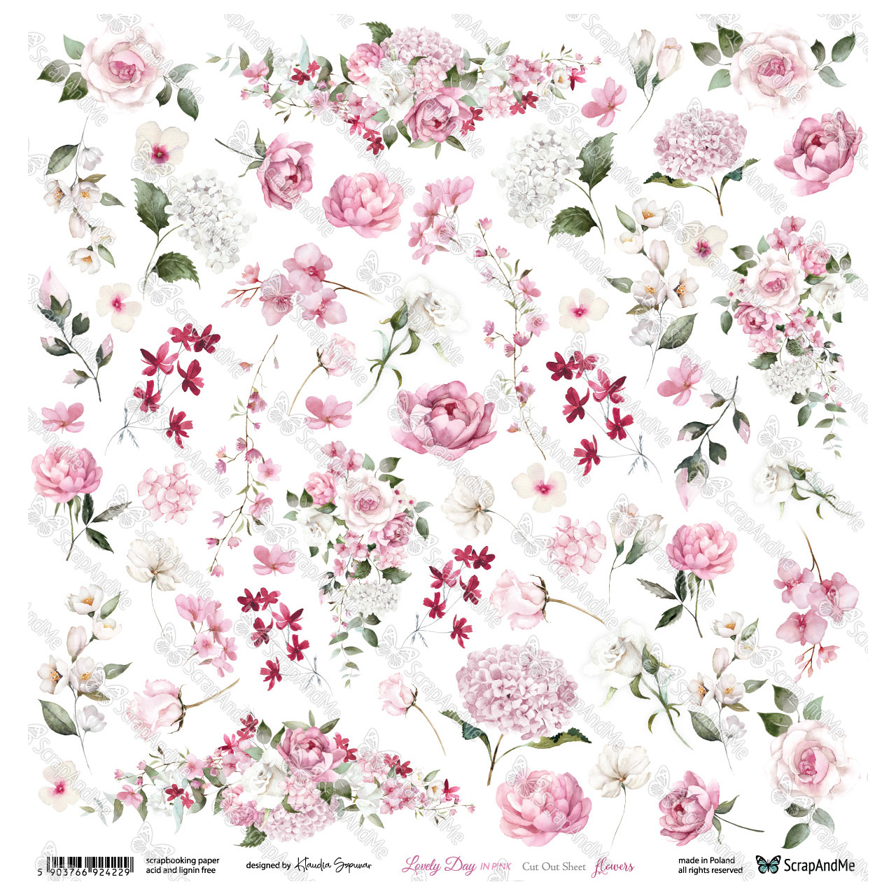 LDIP-12 Lovely Day IN PINK - Flowers Arkusz Do Wycinania - ScrapAndMe