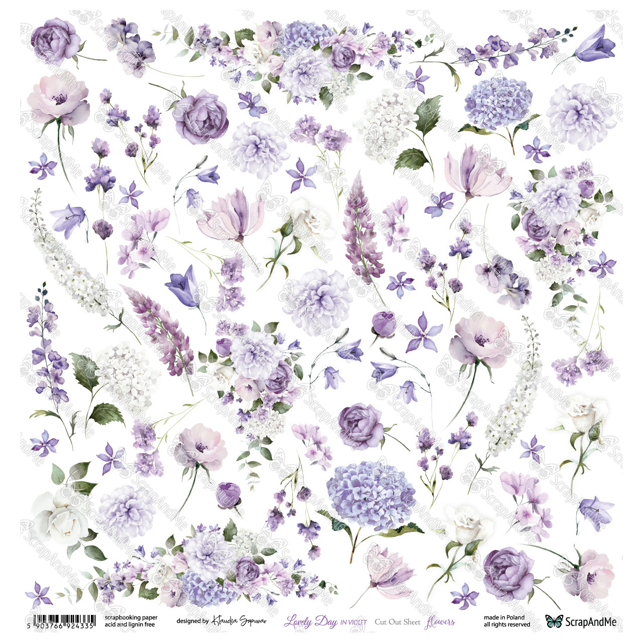 LDIV-12 Lovely Day IN VIOLET - Flowers Arkusz Do Wycinania - ScrapAndMe