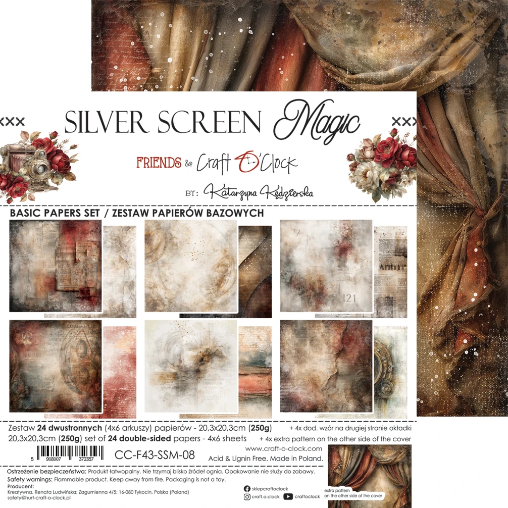CC-F43-SSM-08 PRZEDSPRZEDAŻ *SILVER SCREEN MAGIC - zestaw papierów 20,3x20,3cm - BASIC-wysyłka po 17 lipca 2026r.