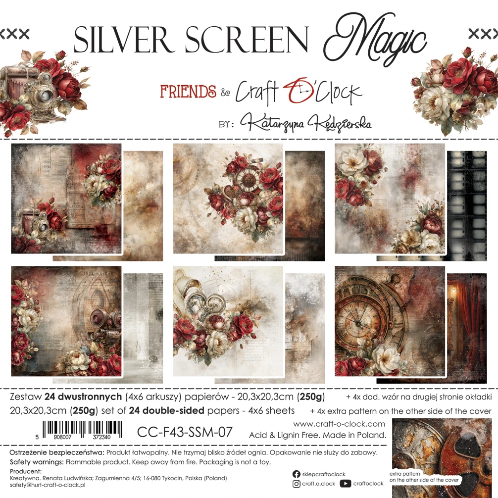 CC-F43-SSM-09 PRZEDSPRZEDAŻ *SILVER SCREEN MAGIC - zestaw papierów 20,3x20,3cm - MIX-wysyłka po 17 lipca 2026r.