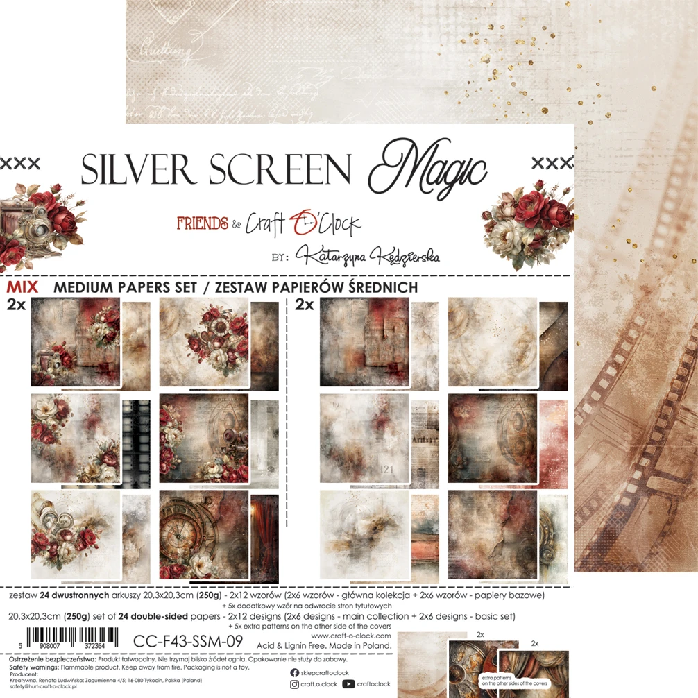 CC-F43-SSM-09 PRZEDSPRZEDAŻ *SILVER SCREEN MAGIC - zestaw papierów 20,3x20,3cm - MIX-wysyłka po 17 lipca 2026r.