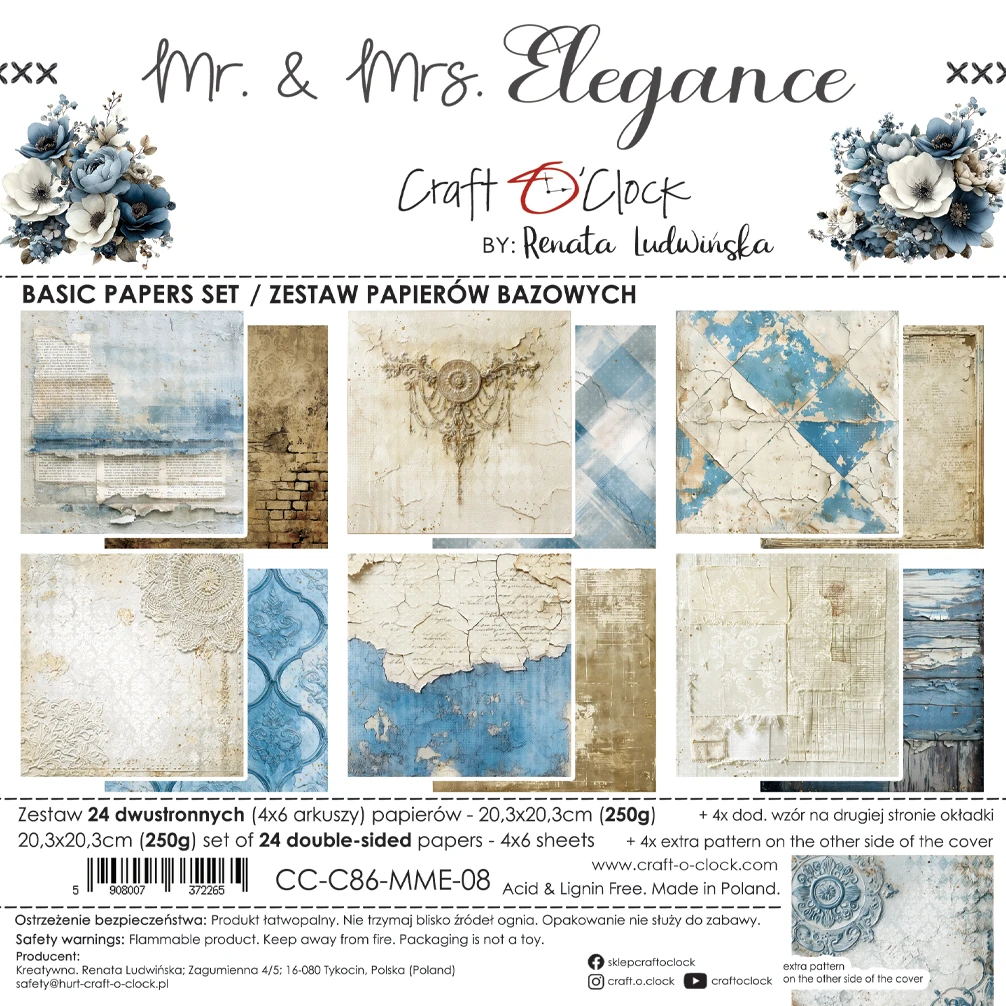 CC-C86-MME-08 PRZEDSPRZEDAŻ *MR. & MRS. ELEGANCE - zestaw papierów 20,3x20,3cm - BASIC-wysyłka po 17 lipca 2026r.