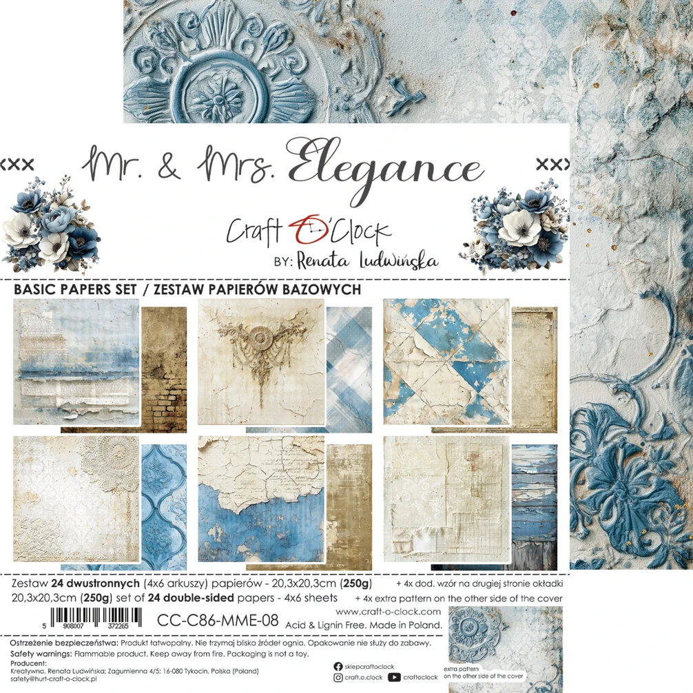 CC-C86-MME-08 PRZEDSPRZEDAŻ *MR. & MRS. ELEGANCE - zestaw papierów 20,3x20,3cm - BASIC-wysyłka po 17 lipca 2026r.