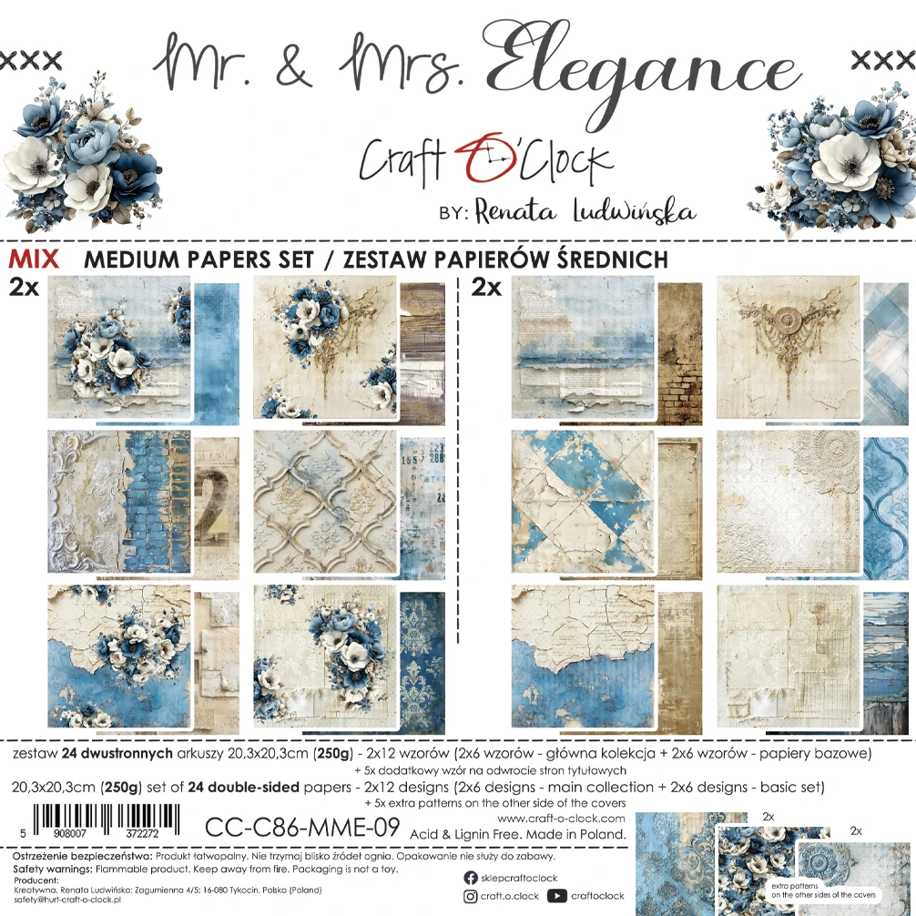 CC-C86-MME-09 PRZEDSPRZEDAŻ *MR. & MRS. ELEGANCE - zestaw papierów 20,3x20,3cm - MIX-wysyłka po 17 lipca 2026r.