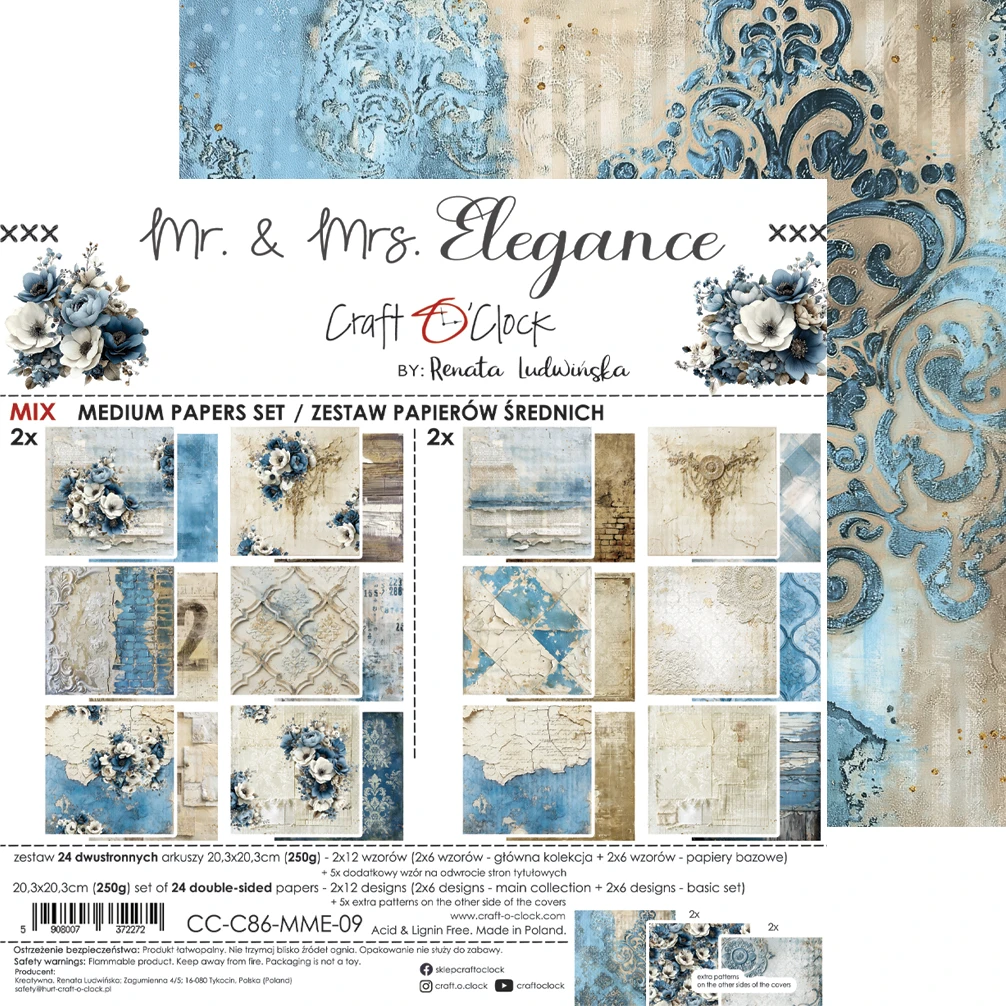 CC-C86-MME-09 PRZEDSPRZEDAŻ *MR. & MRS. ELEGANCE - zestaw papierów 20,3x20,3cm - MIX-wysyłka po 17 lipca 2026r.