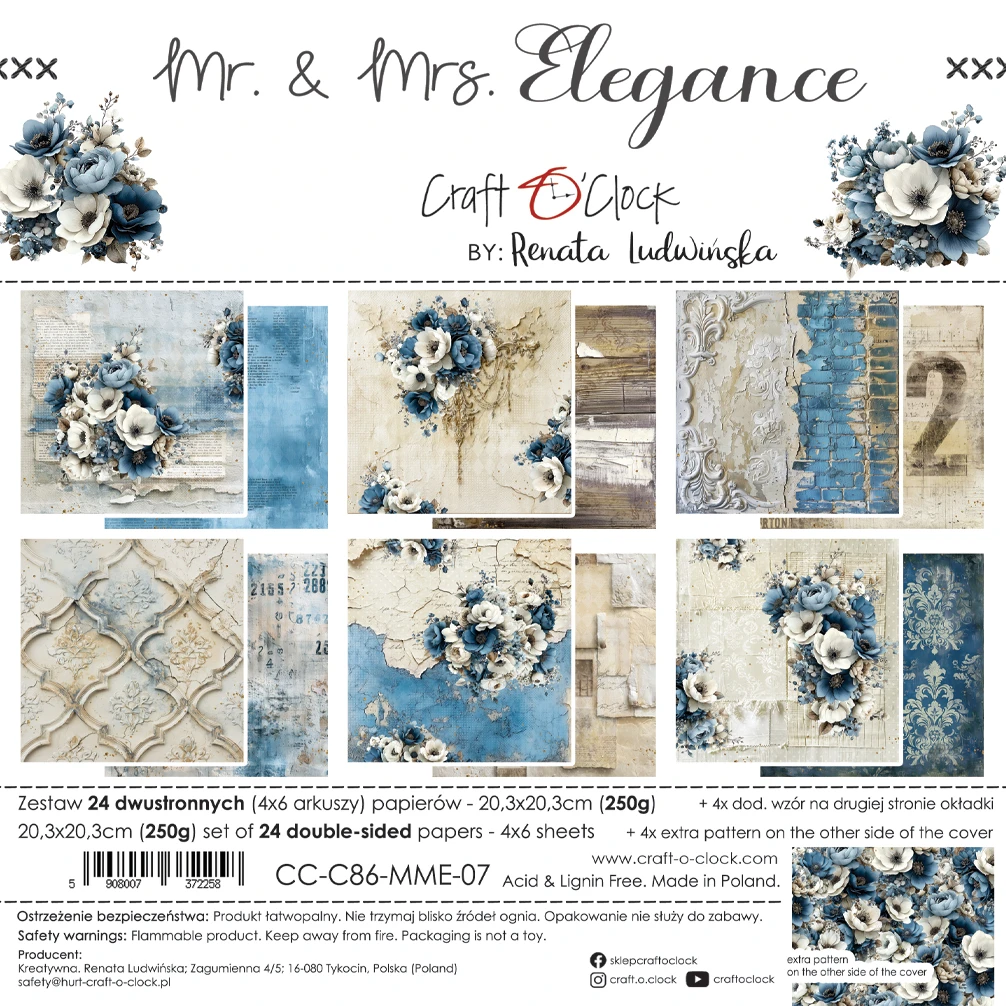 CC-C86-MME-09 PRZEDSPRZEDAŻ *MR. & MRS. ELEGANCE - zestaw papierów 20,3x20,3cm - MIX-wysyłka po 17 lipca 2026r.
