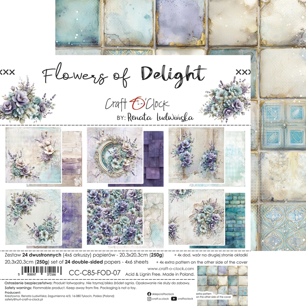 CC-C85-FOD-07 PRZEDSPRZEDAŻ *FLOWERS OF DELIGHT - zestaw papierów 20,3x20,3cm-wysyłka po 17 lipca 2026r.