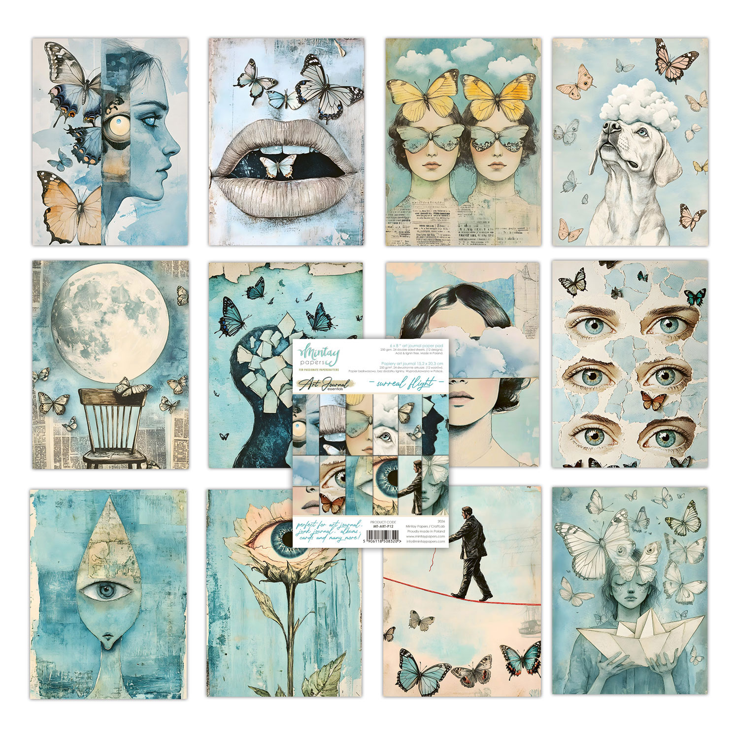 MT-ART-P12 PRZEDSPRZEDAŻ *Zestaw Papierów Art Journal -Surreal Flight -wysyłka po 25 lipca 2026r.