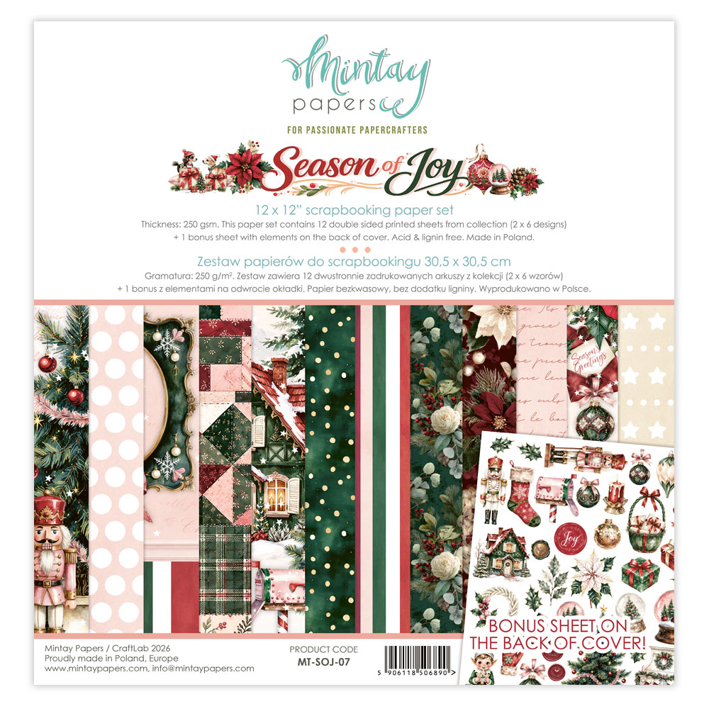 MT-SOJ-07 PRZEDSPRZEDAŻ *Season of Joy Zestaw MINTAY PAPERS 30,5x30,5cm-wysyłka po 25 lipca 2026r.
