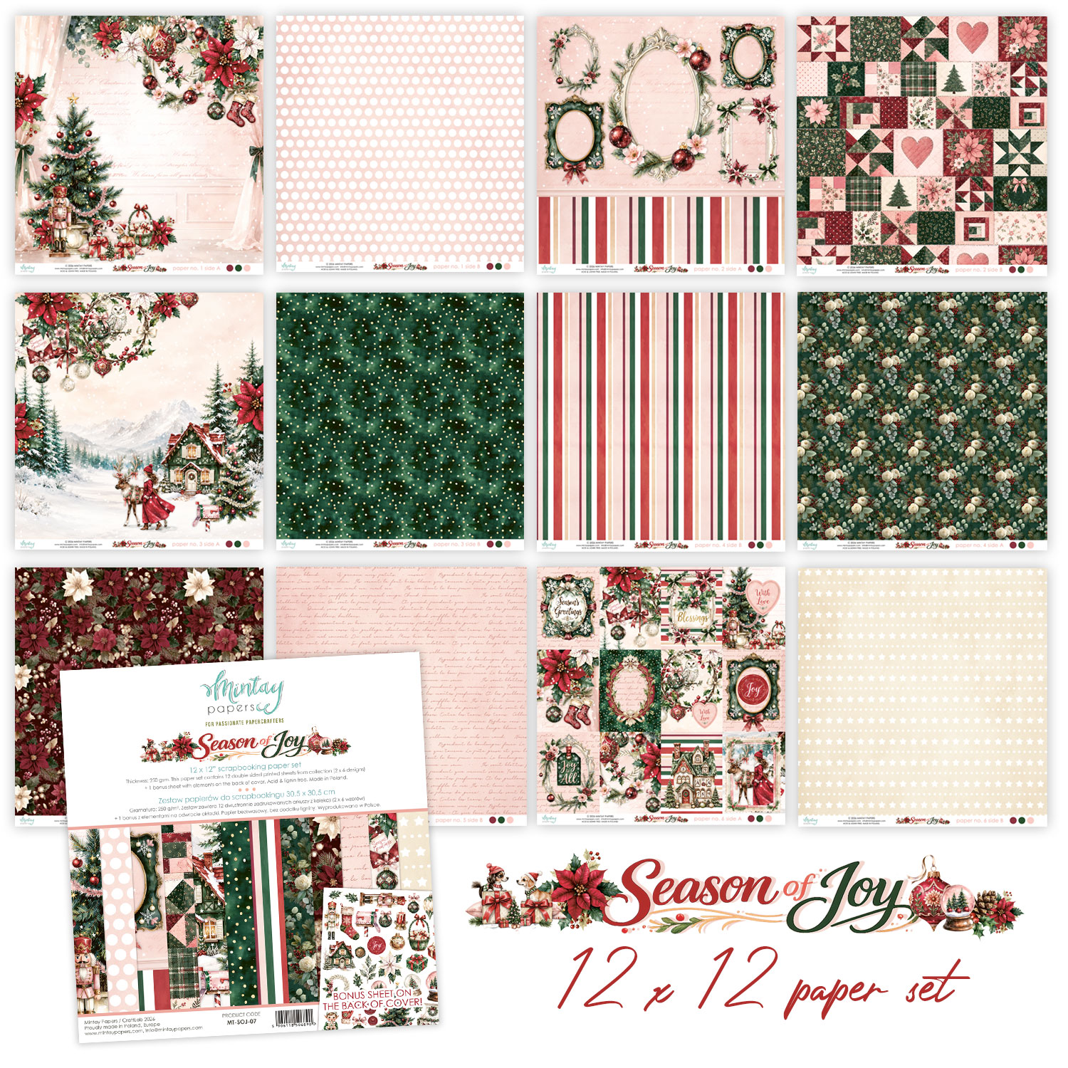 MT-SOJ-07 PRZEDSPRZEDAŻ *Season of Joy Zestaw MINTAY PAPERS 30,5x30,5cm-wysyłka po 25 lipca 2026r.