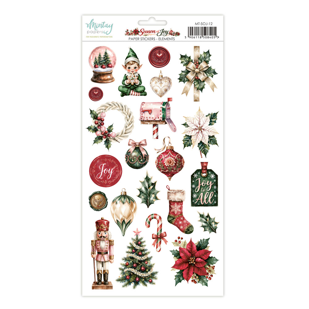 MT-SOJ-12 PRZEDSPRZEDAŻ *Season of Joy -MINTAY PAPERS - Naklejki - elementy - 15,2 x 20,3 cm-wysyłka po 25 lipca 2026r.