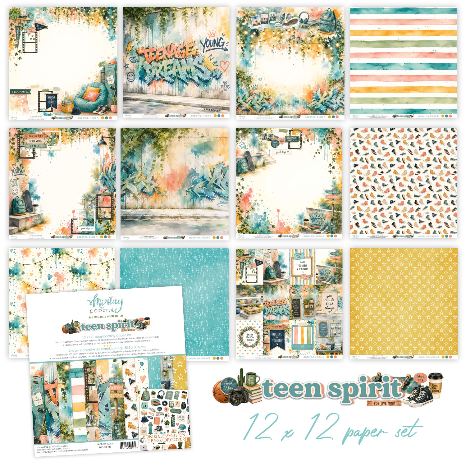 MT-TSP-07 PRZEDSPRZEDAŻ *Teen Spirit Zestaw MINTAY PAPERS 30,5x30,5cm-wysyłka po 25 lipca 2026r.