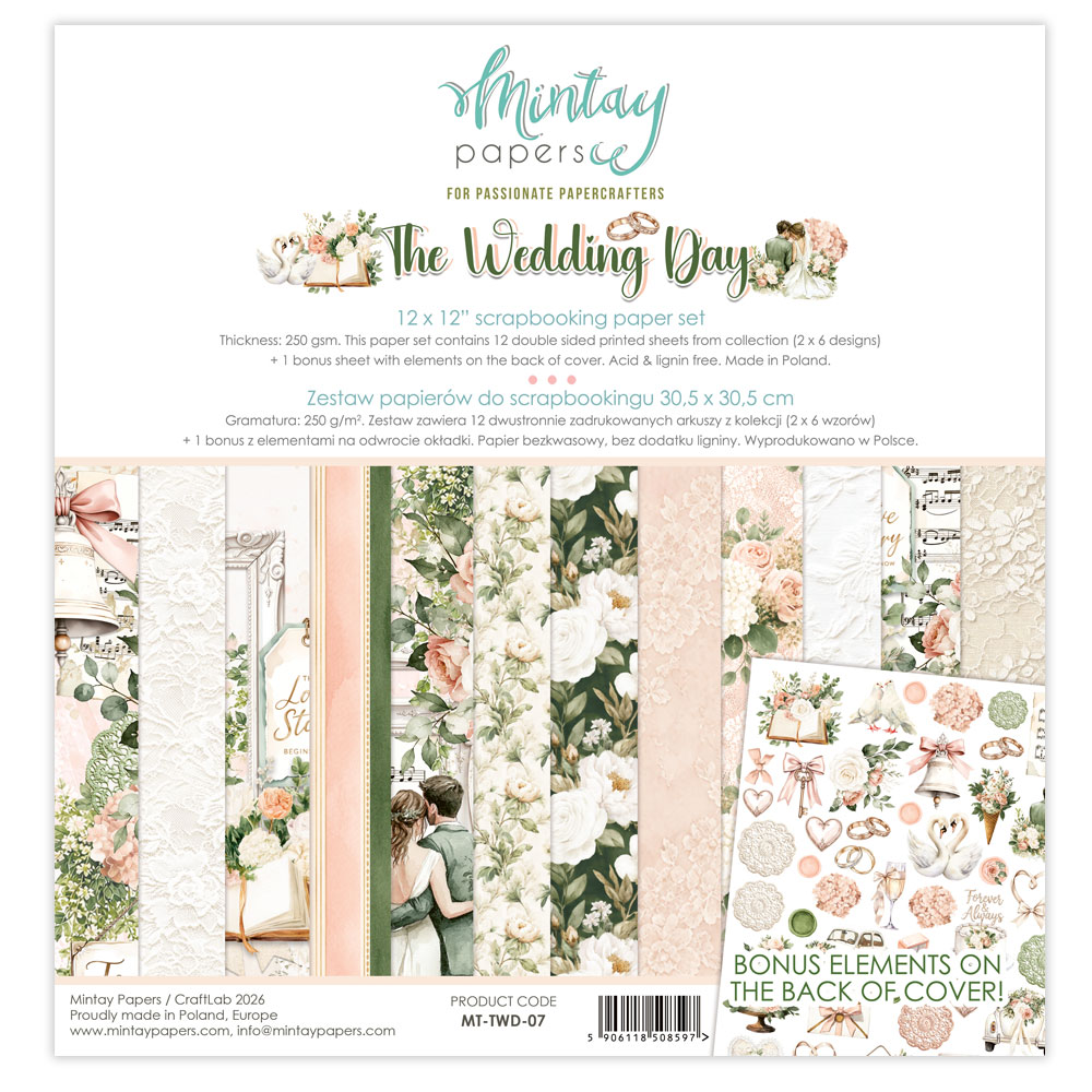 MT-TWD-07 PRZEDSPRZEDAŻ *The Wedding Day Zestaw MINTAY PAPERS 30,5x30,5cm-wysyłka po 25 lipca 2026r.