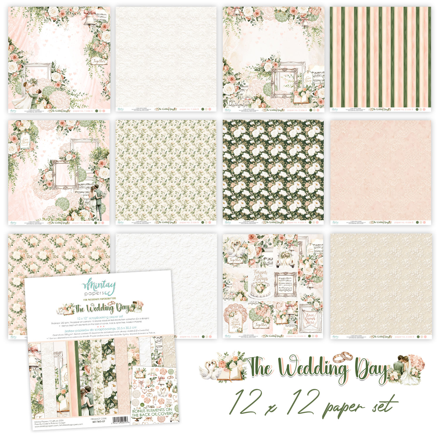 MT-TWD-07 PRZEDSPRZEDAŻ *The Wedding Day Zestaw MINTAY PAPERS 30,5x30,5cm-wysyłka po 25 lipca 2026r.