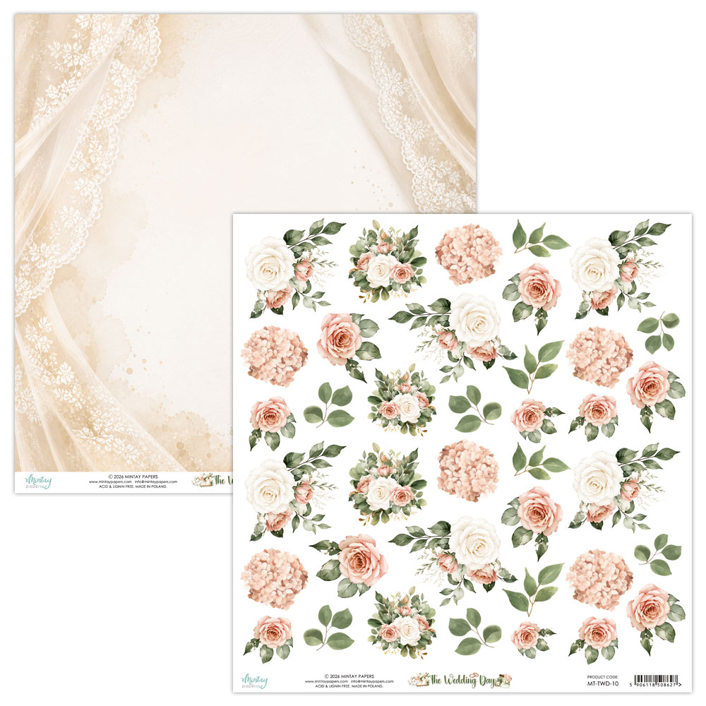 MT-TWD-10 PRZEDSPRZEDAŻ *The Wedding Day - Mintay -papier dwustronny z KWIATAMI 30,5x30,5cm-wysyłka po 25 lipca 2026r.