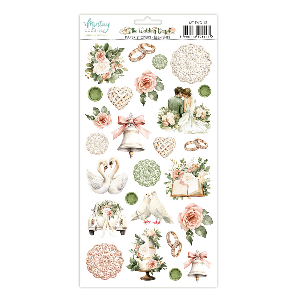 MT-TWD-12 PRZEDSPRZEDAŻ *The Wedding Day MINTAY PAPERS - Naklejki - elementy - 15,2 x 20,3 cm-wysyłka po 25 lipca 2026r.
