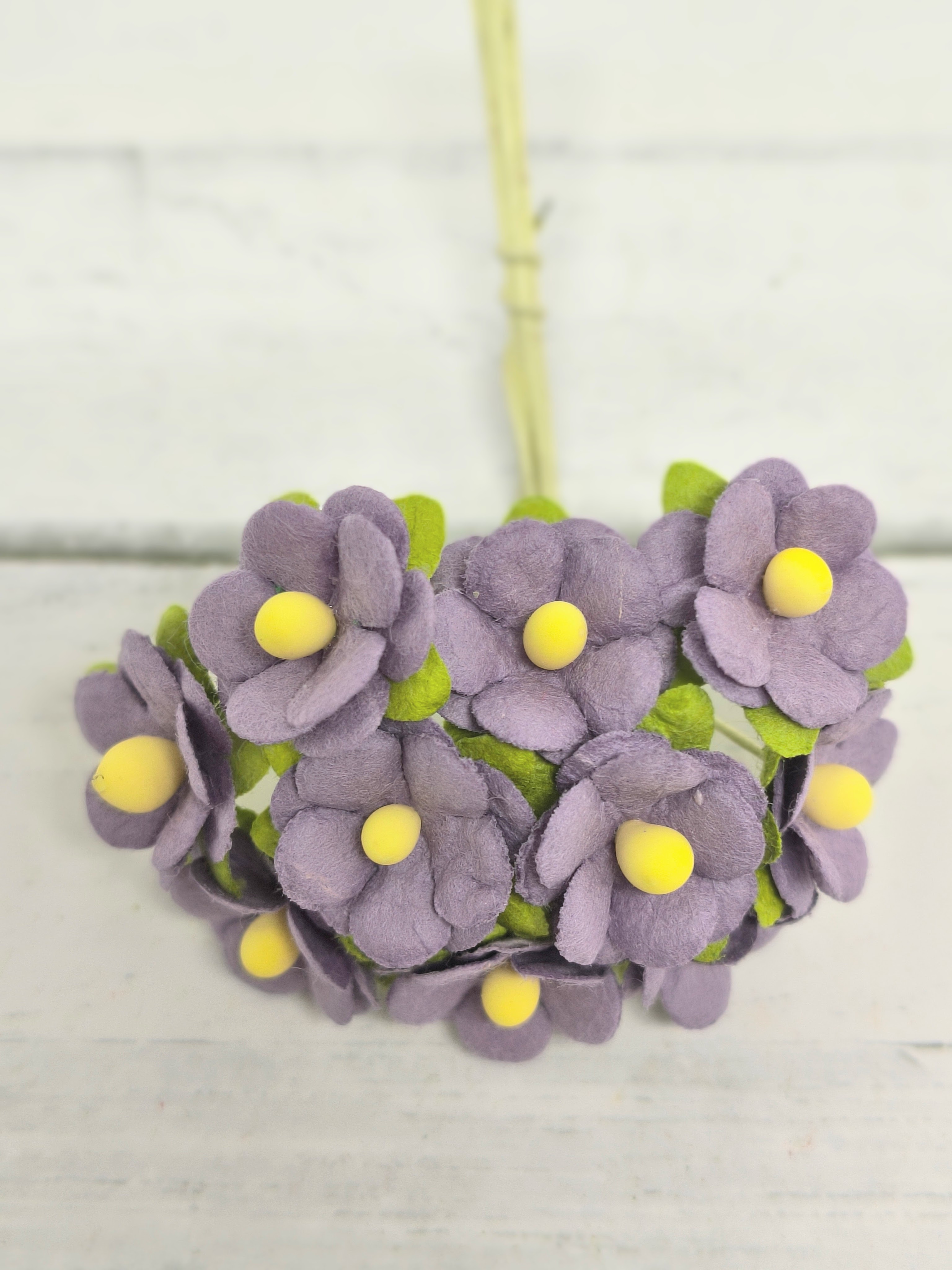 AC-S10m-10 Papierowe kwiatki Achillea Cottage I am Roses -MAUVE PURPLE- pastelowy fiole -pęczek 10 szt