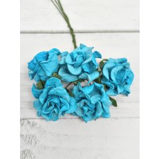 CF-G2-9 Papierowe róże Curly Flowers I am Roses - TURQUISE-turkusowy -pęczek 5 szt