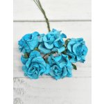 CF-G2-9 Papierowe róże Curly Flowers I am Roses - TURQUISE-turkusowy -pęczek 5 szt