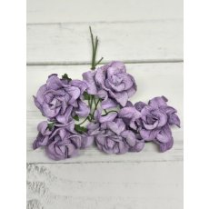 CF-G2-7 Papierowe róże Curly Flowers I am Roses - PURPLE- fiolet -pęczek 5 szt