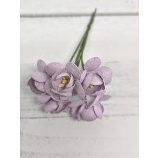 CHB-S3-5 Papierowe kwiaty wiśni Cherry Blossoms I am Roses –MAUVE PURPLE- pastelowy fiolet--pęczek 5 szt