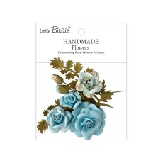 CR110134 Papierowe kwiatki - Little Birdie Handmade Printed Paper Flowers Roisin Blue Symphony 8 szt