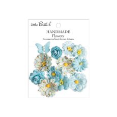 CR110161 Papierowe kwiatki - Little Birdie Handmade Printed Paper Flowers Jasper Blue Symphony -12szt