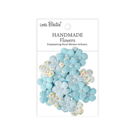CR110505 Papierowe kwiatki - Little Birdie Handmade Printed Paper Flowers Polly Blue Symphony 25szt
