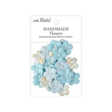 CR110505 Papierowe kwiatki - Little Birdie Handmade Printed Paper Flowers Polly Blue Symphony 25szt