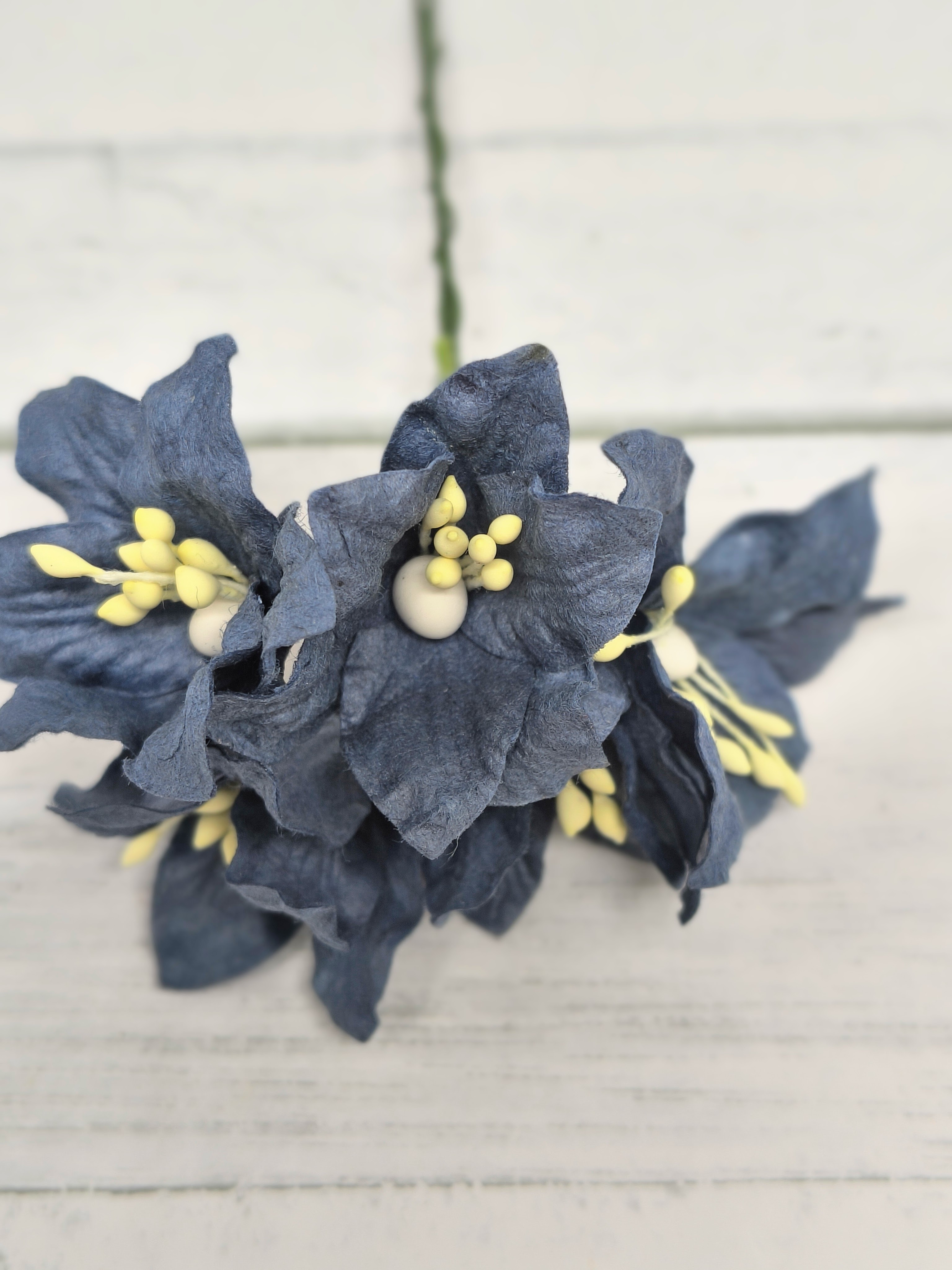LY1-421 Lilie papierowe I'm Roses - SOLID DENIM BLUE - dżinsowy niebieski- 5 szt