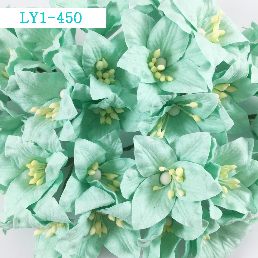 LY1-450 Lilie papierowe I'm Roses - SOLID AQUA BLUE -akwamarynowy- 5 szt
