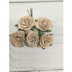 OR-R6-11 Papierowe różyczki Open Roses I am Roses-TAUPE BEIGE-beż piaskowy-pęczek 5 szt