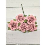 OR-R6-13 Papierowe różyczki Open Roses I am Roses-DUSTY PINK- brudny róż-pęczek 5 szt