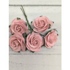 OR-R6-14 Papierowe różyczki Open Roses I am Roses-PALE PINK- delikatny róż-pęczek 5 szt
