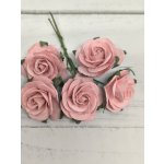 OR-R6-14 Papierowe różyczki Open Roses I am Roses-PALE PINK- delikatny róż-pęczek 5 szt