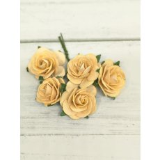OR-R6-16 Papierowe różyczki Open Roses I am Roses-HONEY BEIGE- miodowy beż-pęczek 5 szt