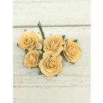 OR-R6-16 Papierowe różyczki Open Roses I am Roses-HONEY BEIGE- miodowy beż-pęczek 5 szt
