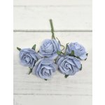 OR-R6-3 Papierowe różyczki Open Roses I am Roses-BABY BLUE- niebieski-pęczek 5 szt