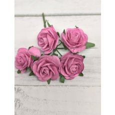 OR-R6-5 Papierowe różyczki Open Roses I am Roses-PINK- róż-pęczek 5 szt