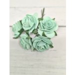 OR-R6-8 Papierowe różyczki Open Roses I am Roses- MINT GREEN-miętowa zieleń-pęczek 5 szt
