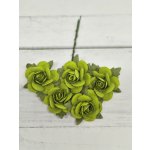 OR-R6-9 Papierowe różyczki Open Roses I am Roses- LIME GREEN- limonkowa zieleń-pęczek 5 szt