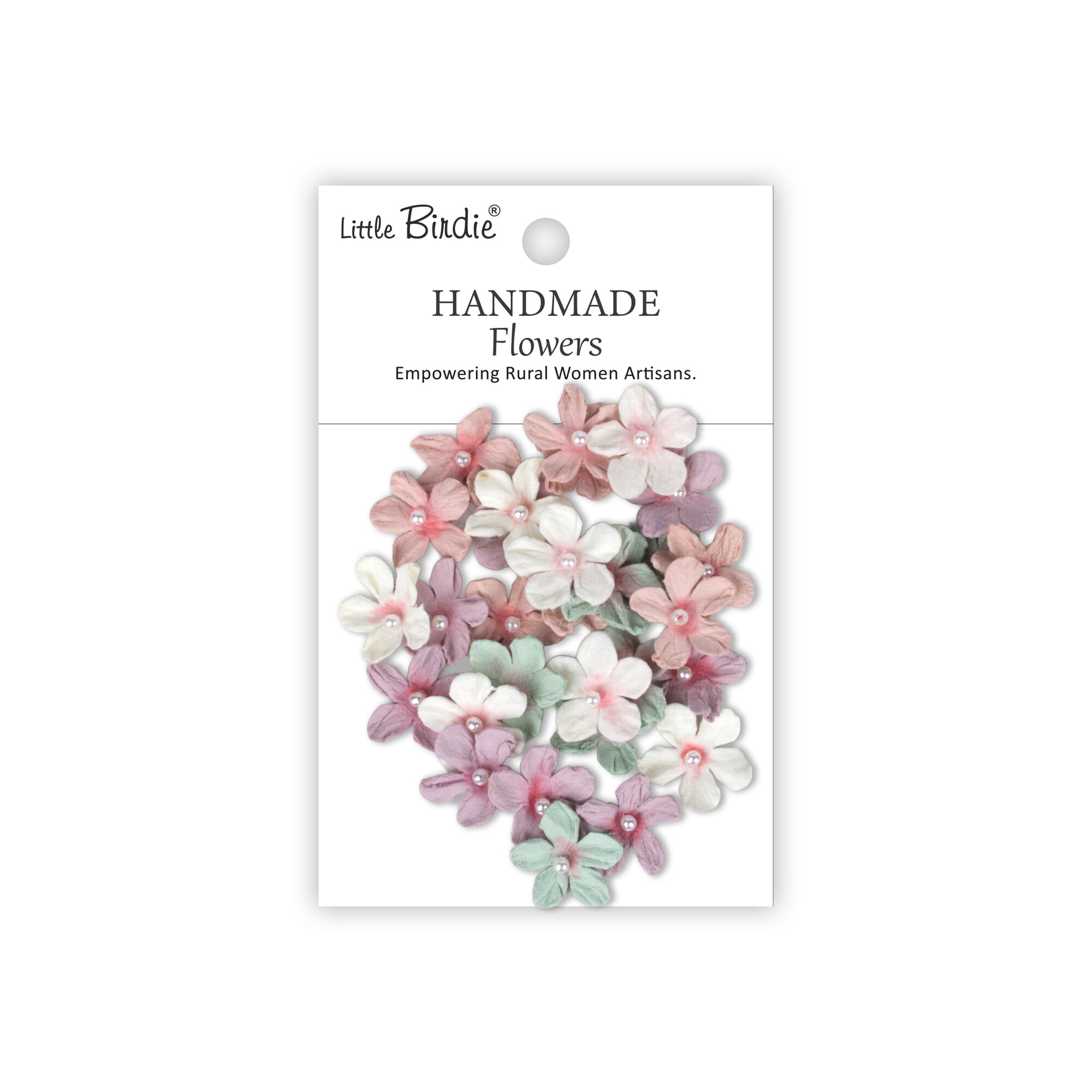 CR103052 Papierowe kwiatki - Little Birdie Handmade Printed Paper Flowers Pearl Petites Fairy Garden 30szt