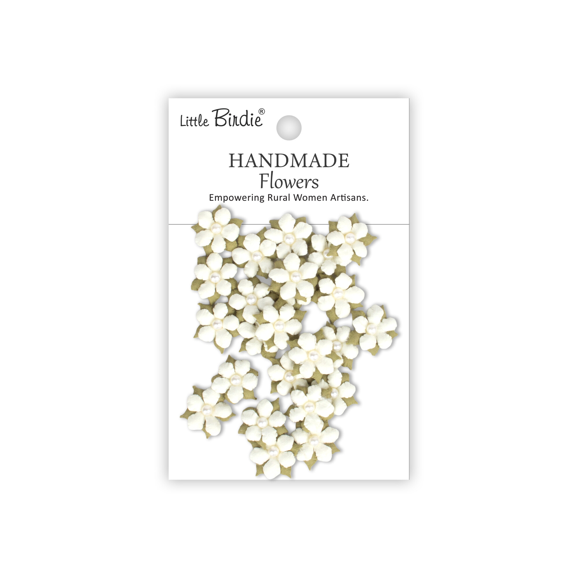 CR103059 Papierowe kwiatki - Little Birdie Handmade Printed Paper Flowers Elira Ivory Pearl 24szt