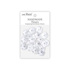 CR109886 Papierowe kwiatki - Little Birdie Handmade Printed Paper Flowers Twinkle Frosty White -20szt