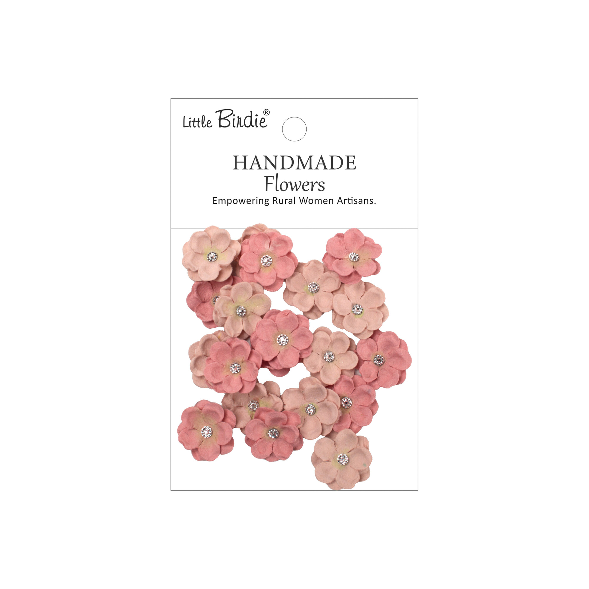 CR109890 Papierowe kwiatki - Little Birdie Handmade Printed Paper Flowers Twinkle Pink Passion -20szt