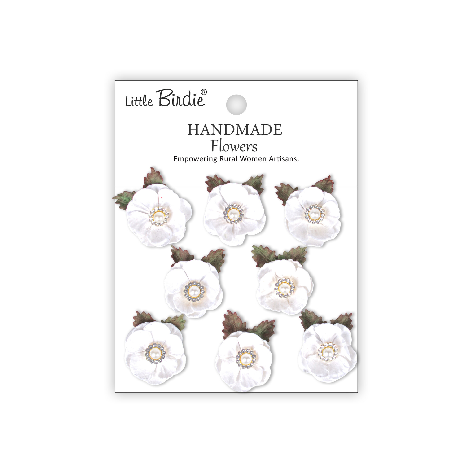 CR109910 Papierowe kwiatki - Little Birdie Handmade Printed Paper Flowers Butter Cup Frosty White 8szt