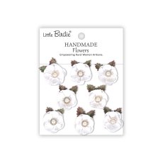 CR109910 Papierowe kwiatki - Little Birdie Handmade Printed Paper Flowers Butter Cup Frosty White 8szt