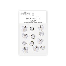 CR109938 Papierowe kwiatki - Little Birdie Handmade Printed Paper Flowers Roses & Butterflies Frosty White 12szt