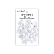 CR109988 Papierowe kwiatki - Little Birdie Handmade Printed Paper Flowers Micro Jewlled Florettes Frosty White 60szt